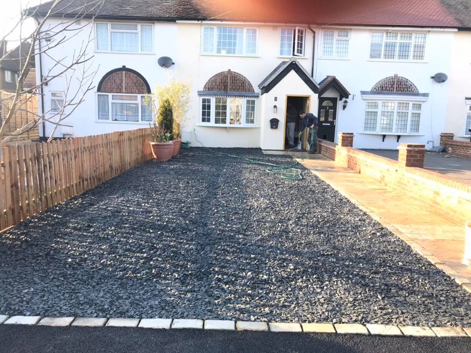 Driveway groundwork with sub-base preparation