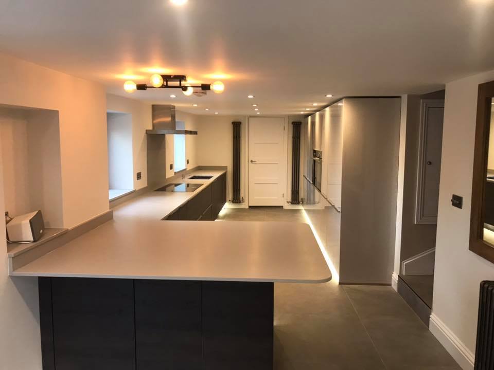 Kitchen with ambient lighting and modern fixtures